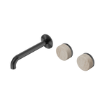 Load image into Gallery viewer, Serenity Wall Basin Set 160mm Offset Spout With Rome Travertine Handle Gun Metal
