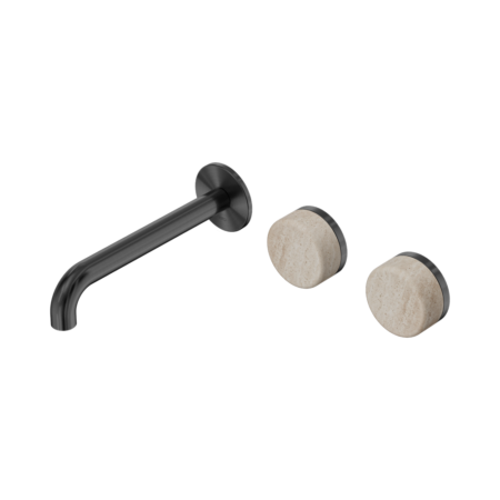 Serenity Wall Basin Set 160mm Offset Spout With Rome Travertine Handle Gun Metal