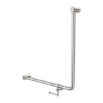 Load image into Gallery viewer, MECCA CARE 32MM 90 DEGREE BENT TUBE GRAB RAIL 750X750MM WITH TOILET ROLL HOLDER BRUSHED NICKEL
