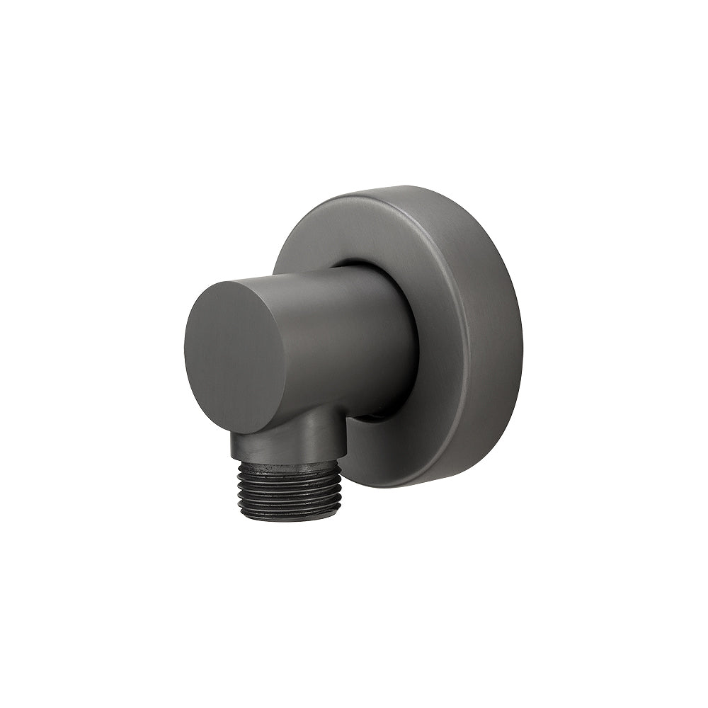 Round Gun Metal Grey Stainless Steel Rail with Handheld Shower,Fixed Wall Connector Set