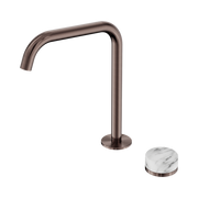 Serenity Progressive Bath/Kitchen Mixer Edge Spout With Arabescato Corchia Handle Brushed Bronze