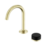 Load image into Gallery viewer, Serenity Progressive Basin Mixer Arc Spout With Marquina Black Handle Brushed Gold
