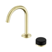 Serenity Progressive Basin Mixer Arc Spout With Marquina Black Handle Brushed Gold