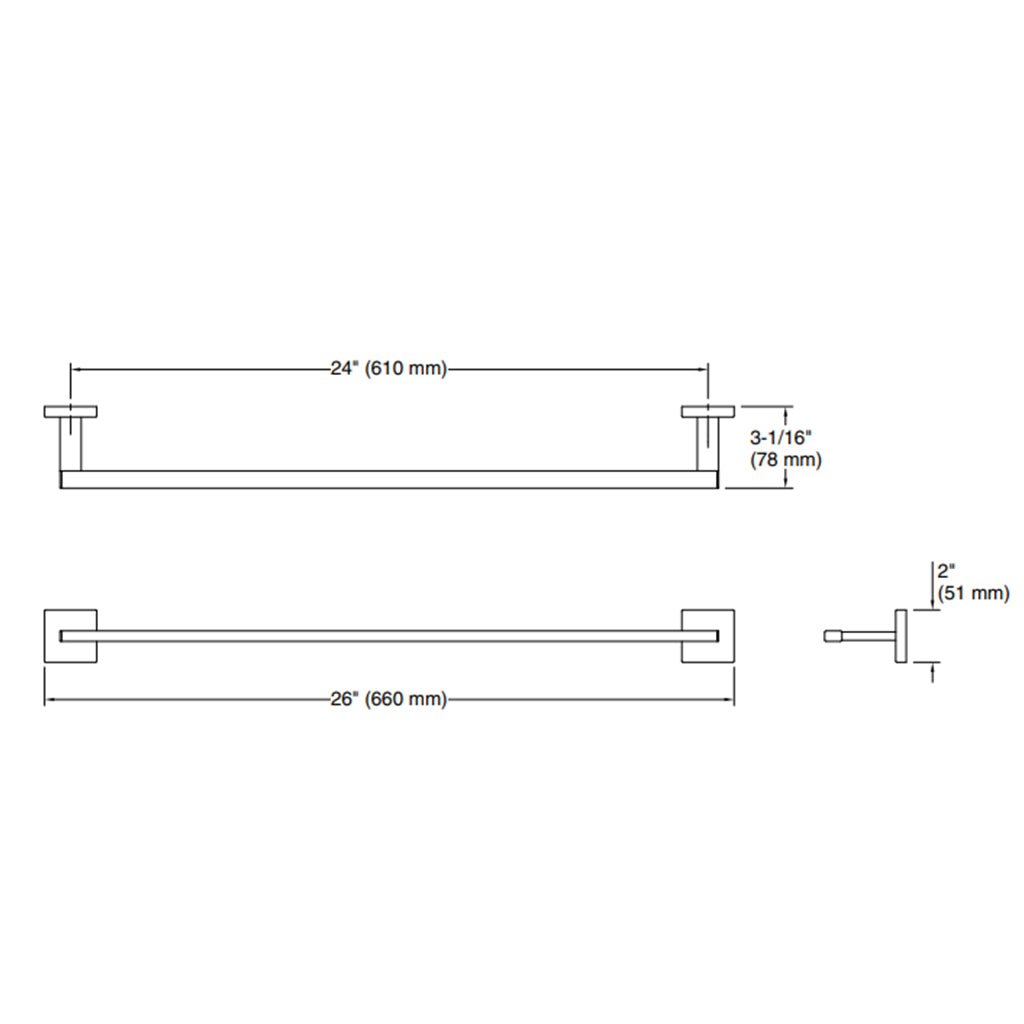 Square 24" Towel Bar