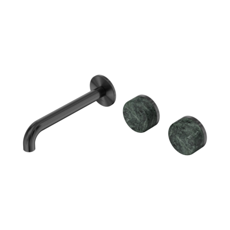 Serenity Wall Basin Set 160mm Offset Spout With Verde Alpi Handle Gun Metal