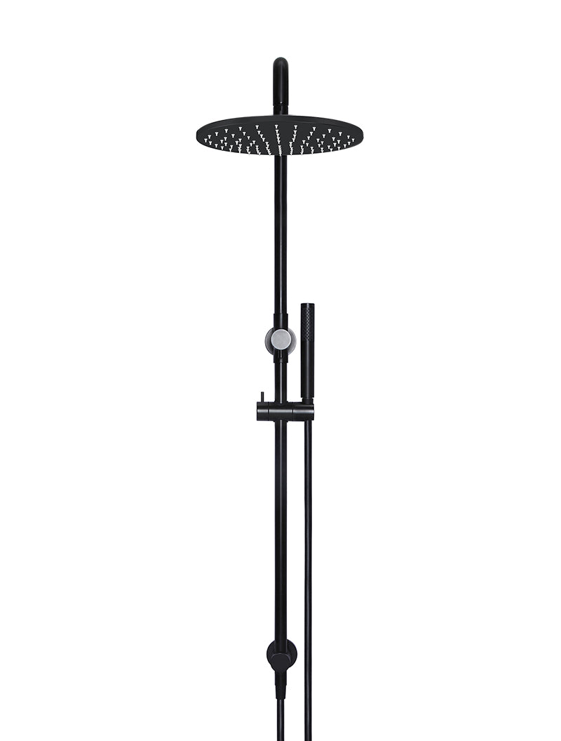 Round Combination Shower Rail 300mm Rose, Single Function Hand Shower - Matte Black