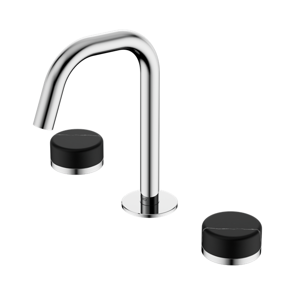Serenity Basin Set Edge Spout With Marquina Black Handle Chrome