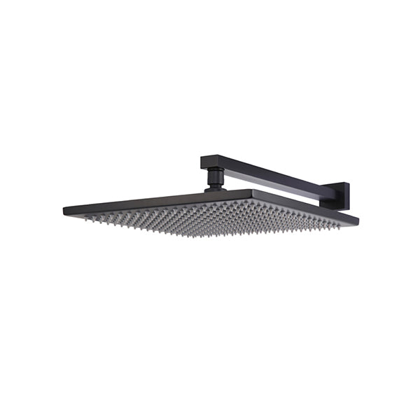 Square Wall Shower 300mm rose, 400mm arm - Matte Black