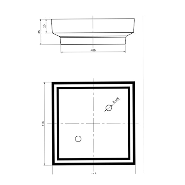 115*115*35mm Gun Metal Grey Smart Tile Insert Floor Waste Shower Grate Drain(88mm outlet)