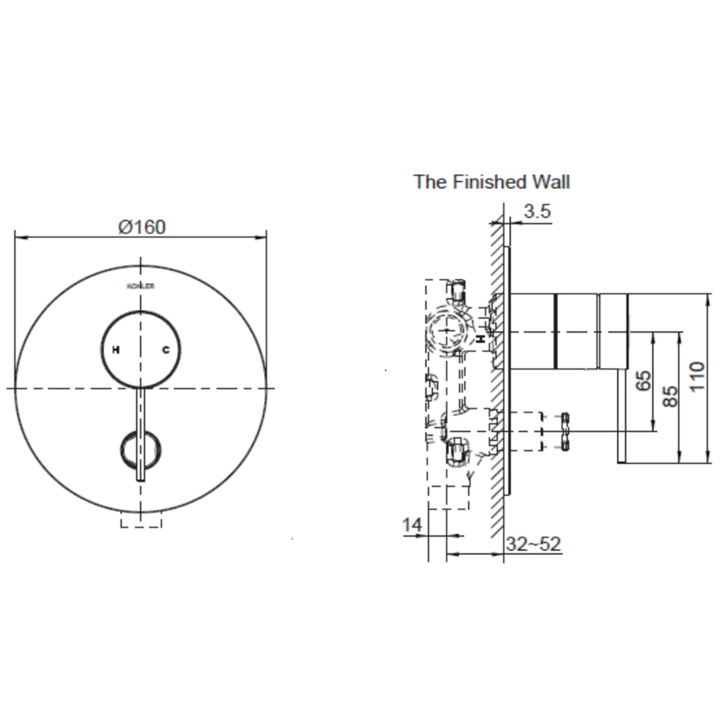 Components S/B w Diverter Thin Trim - Pin Handle