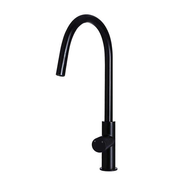 Round Pinless Piccola Pull Out Kitchen Mixer Tap - Matte Black