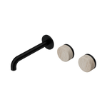 Load image into Gallery viewer, Serenity Wall Basin Set 160mm Offset Spout With Rome Travertine Handle Matte Black
