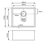 Load image into Gallery viewer, Round Corner Chrome Stainless Steel Handmade Single Bowl Kitchen Sink 440*440*230mm

