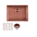 Load image into Gallery viewer, Round Corner Stainless Steel Copper PVD Coating Single Bowl Kitchen Sink(with Bottom Grid) 600*450*230mm

