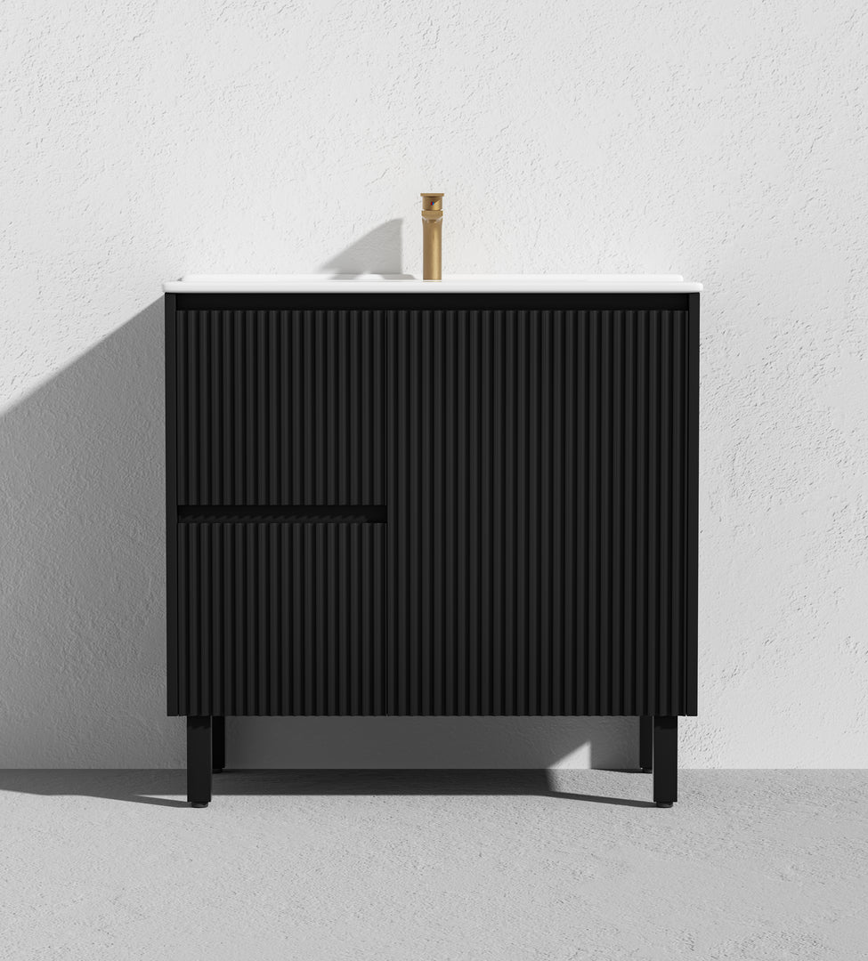 Crete Modern Floorstanding Vanity Matte Black