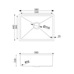 Load image into Gallery viewer, Round Corner Dark Grey Stainless Steel Handmade Single Bowl Kitchen Sink 580*440*230mm(with dark grey waste)
