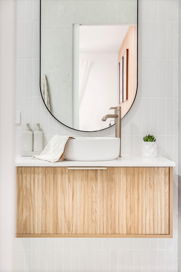 Round Tall Curved Basin Mixer - Champagne