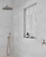 Load image into Gallery viewer, Round Wall Shower Curved Arm 400mm - PDV Brushed Nickel
