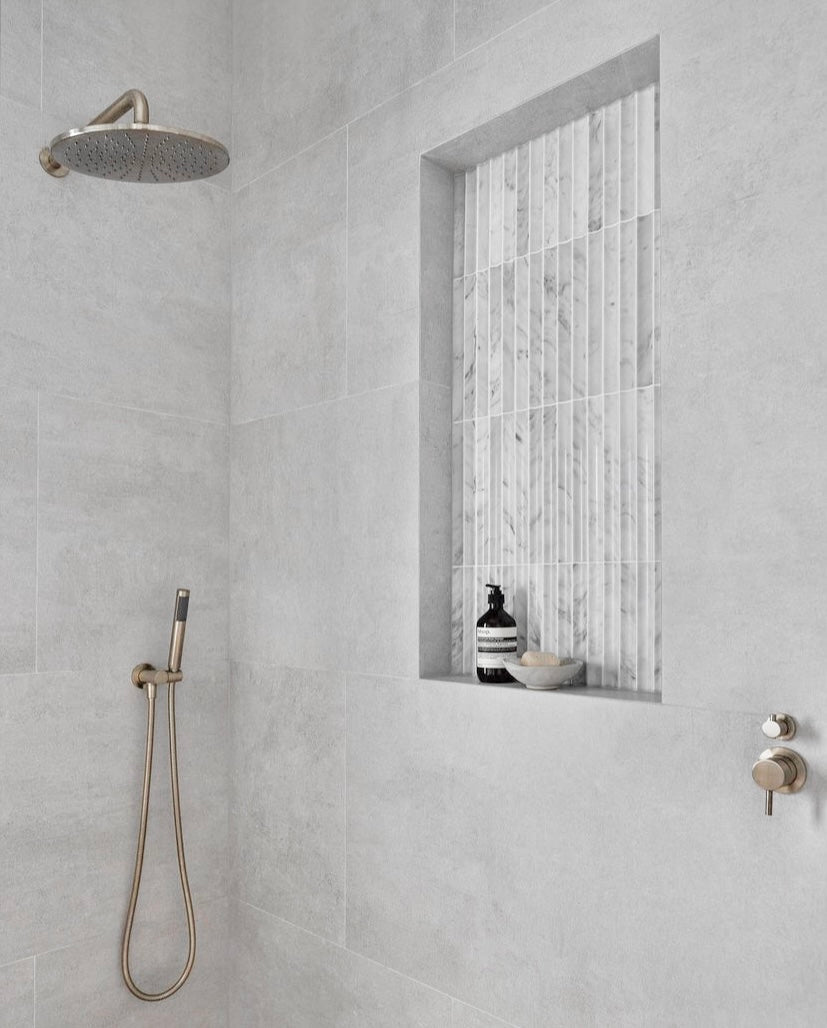 Round Wall Shower Curved Arm 400mm - PDV Brushed Nickel