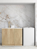 Load image into Gallery viewer, Byron/Bondi Natural Oak Base Laundry Cabinet with 1060mm Pure White Top
